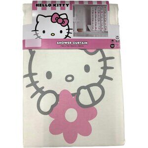 Jay Franco & Sons, Inc. Hello Kitty Shower Curtain, 72 x 72 inches, gray and Pin